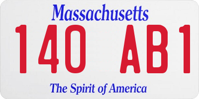 MA license plate 140AB1