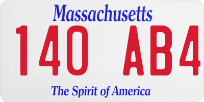 MA license plate 140AB4