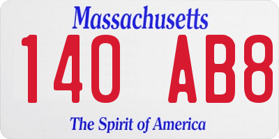 MA license plate 140AB8