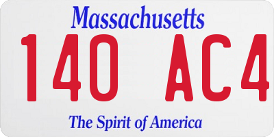 MA license plate 140AC4
