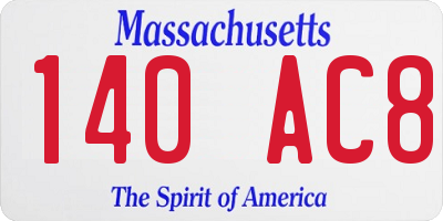 MA license plate 140AC8