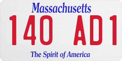 MA license plate 140AD1