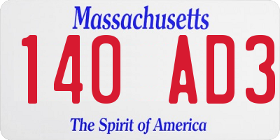 MA license plate 140AD3
