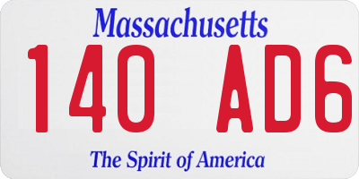 MA license plate 140AD6
