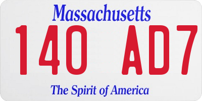 MA license plate 140AD7