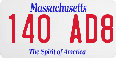 MA license plate 140AD8