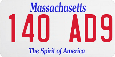 MA license plate 140AD9