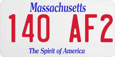 MA license plate 140AF2
