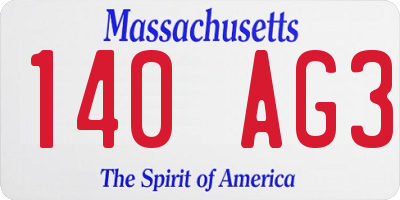MA license plate 140AG3