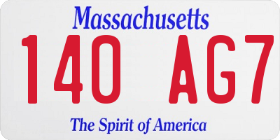 MA license plate 140AG7