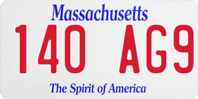 MA license plate 140AG9