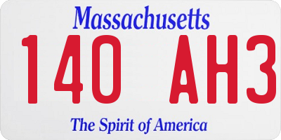 MA license plate 140AH3