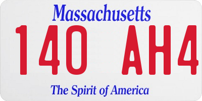 MA license plate 140AH4