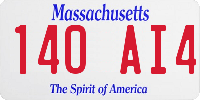 MA license plate 140AI4