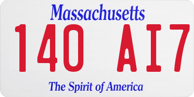 MA license plate 140AI7