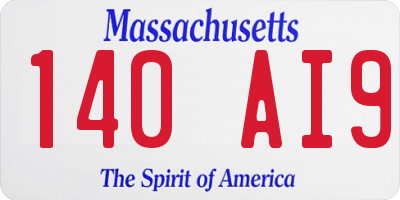 MA license plate 140AI9