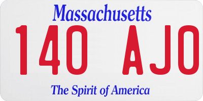 MA license plate 140AJ0