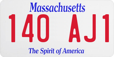 MA license plate 140AJ1