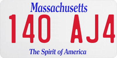 MA license plate 140AJ4