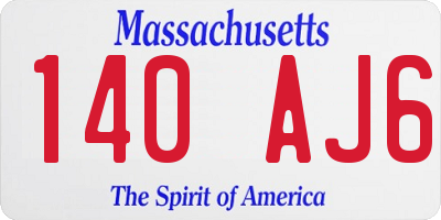 MA license plate 140AJ6