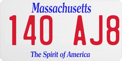 MA license plate 140AJ8
