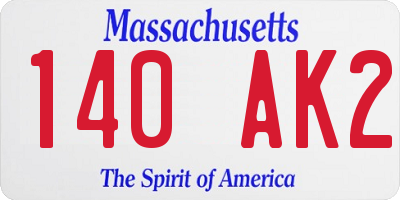 MA license plate 140AK2