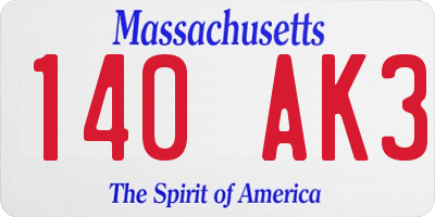 MA license plate 140AK3