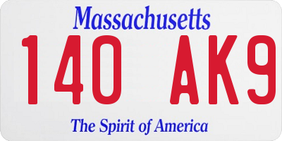 MA license plate 140AK9