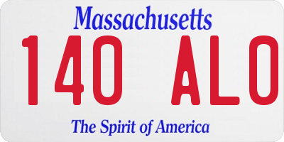 MA license plate 140AL0
