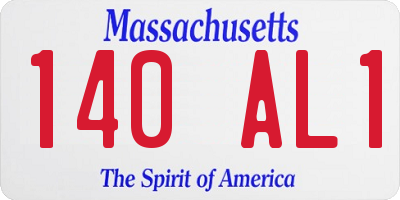 MA license plate 140AL1