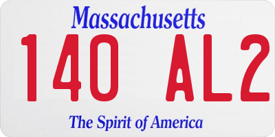 MA license plate 140AL2