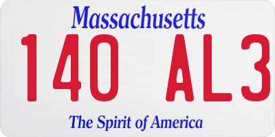 MA license plate 140AL3