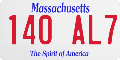 MA license plate 140AL7