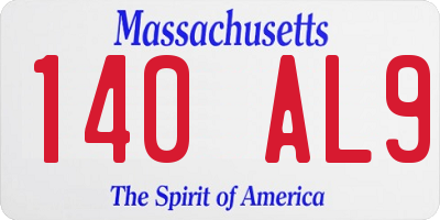 MA license plate 140AL9