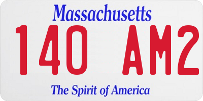 MA license plate 140AM2