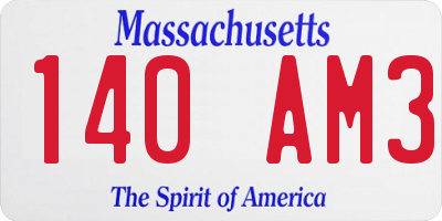 MA license plate 140AM3