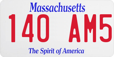 MA license plate 140AM5