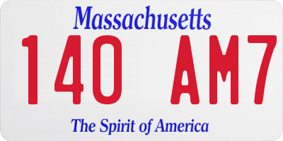 MA license plate 140AM7
