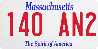 MA license plate 140AN2