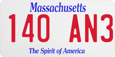 MA license plate 140AN3