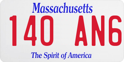 MA license plate 140AN6