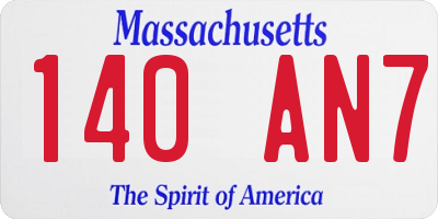 MA license plate 140AN7