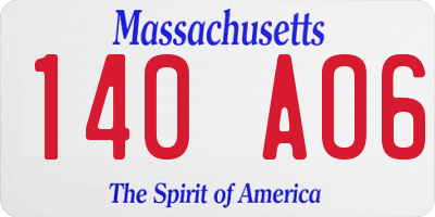 MA license plate 140AO6