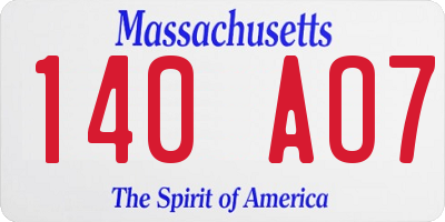 MA license plate 140AO7