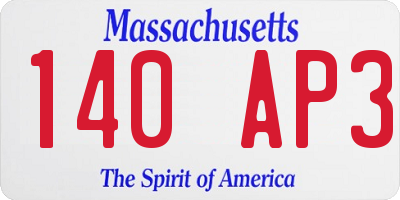MA license plate 140AP3