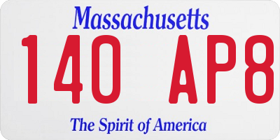 MA license plate 140AP8