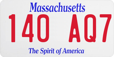 MA license plate 140AQ7