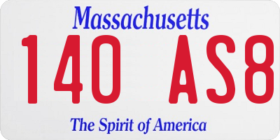 MA license plate 140AS8