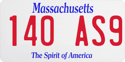 MA license plate 140AS9