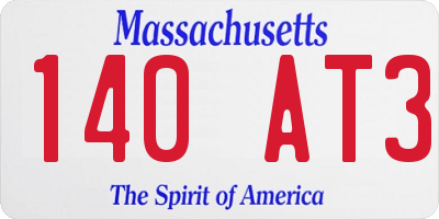 MA license plate 140AT3